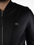 Philipp Plein logo button leather bomber jacket
