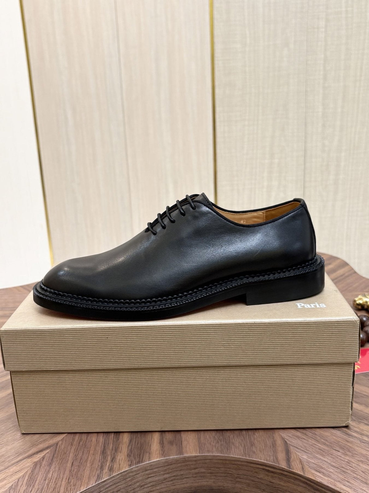Christian Louboutin Black Lace-Up Dress Shoes with Red Outsole